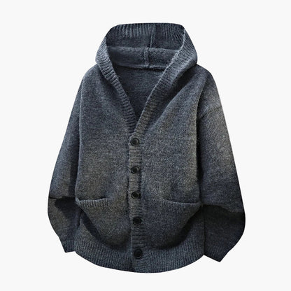Men's hooded knitted cardigan with button placket – Casual style for everyday and leisure