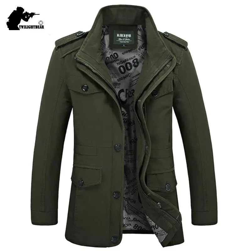 Men's Military Style Casual Jacket – Outdoor Transitional Jacket with Many Pockets