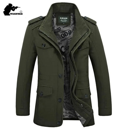 Men's Military Style Casual Jacket – Outdoor Transitional Jacket with Many Pockets
