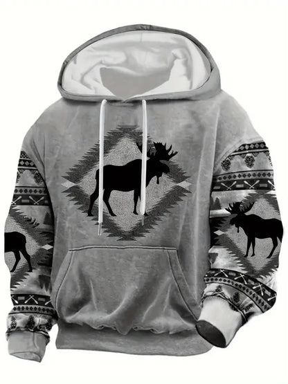Unisex Kapuzenpullover mit Tiermotiv & Muster Kängurutasche