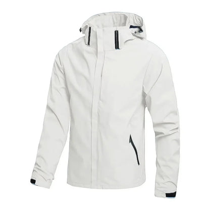 Unisex outdoor jacket with hood, zipper & adjustable cuffs