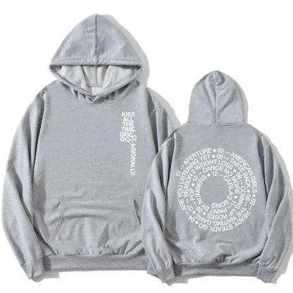 Unisex hoodie with hood, kangaroo pocket, and lettering