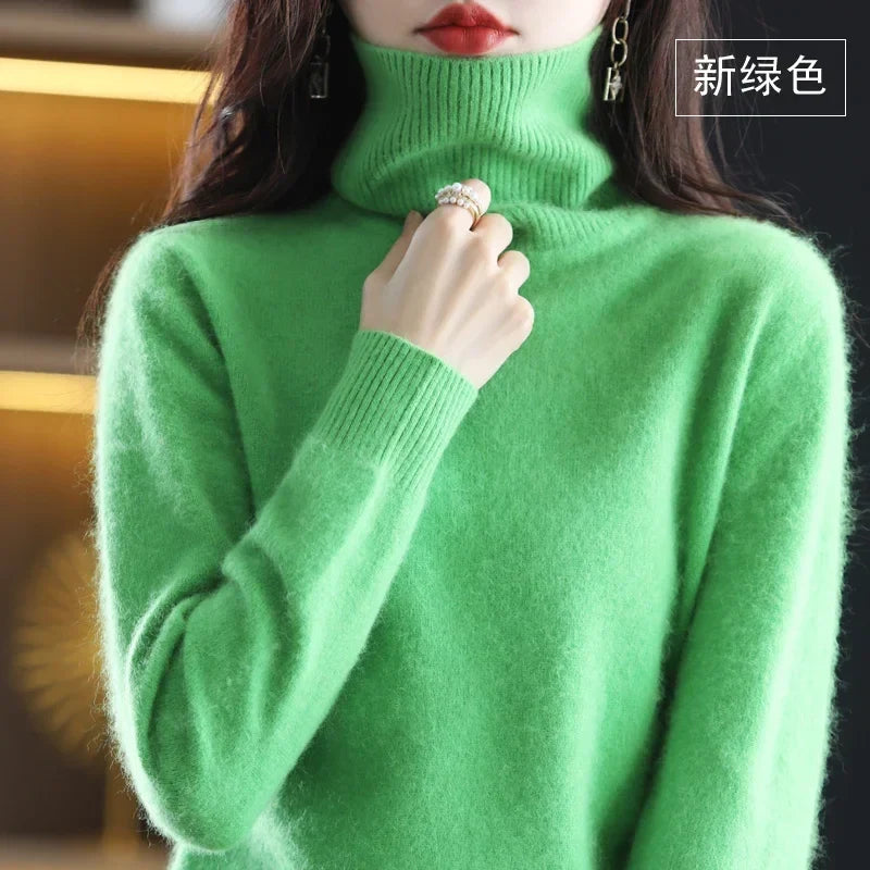 Women's turtleneck sweater long sleeves fine-knit sweater soft material