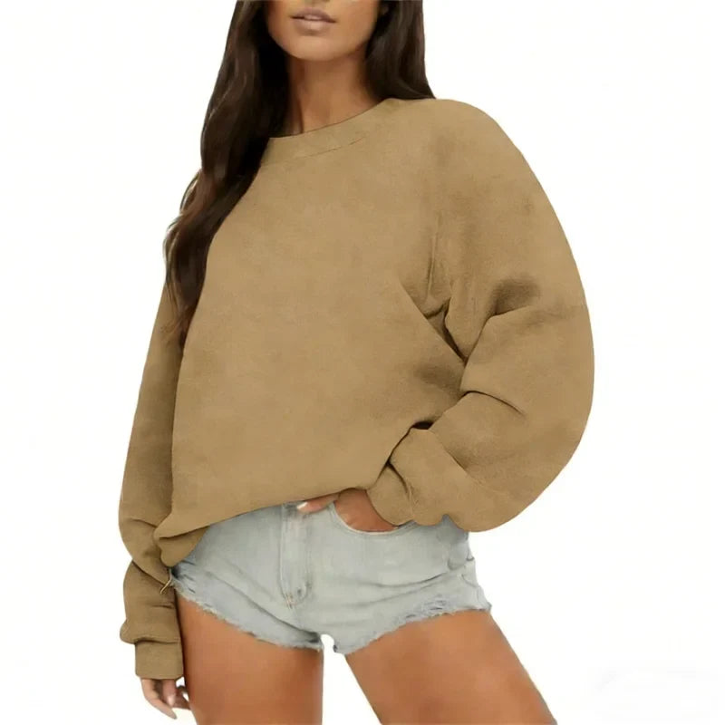 Women's Oversized Crew-Neck Long-Sleeve Sweatshirt