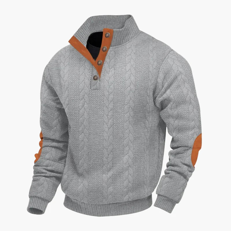 Men's sweater with cable pattern and stand-up collar – fashionable casual knit sweater for autumn and winter