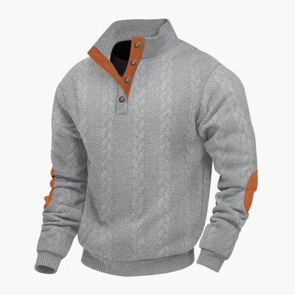 Men's sweater with cable pattern and stand-up collar – fashionable casual knit sweater for autumn and winter