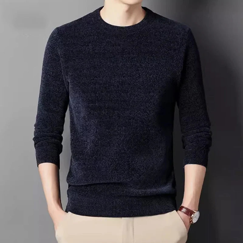 Men's crew-neck long-sleeve pullover winter warm knit pullover