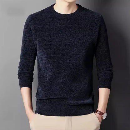 Men's crew-neck long-sleeve pullover winter warm knit pullover