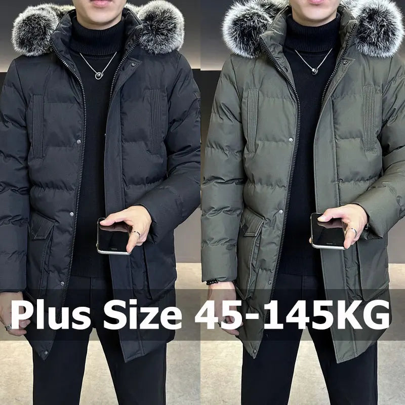 Herren Winterparka mit Kapuze und Pelzbesatz Gepolstert