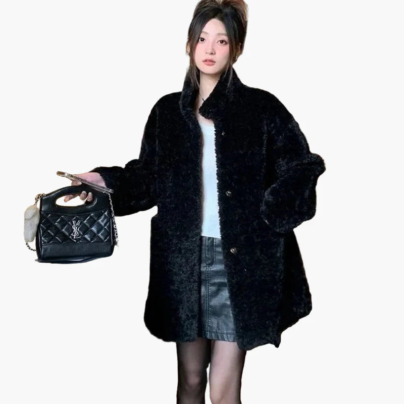 Damen Winter Trend Oversize Kuscheljacke – Modische Freizeitjacke für kalte Tage