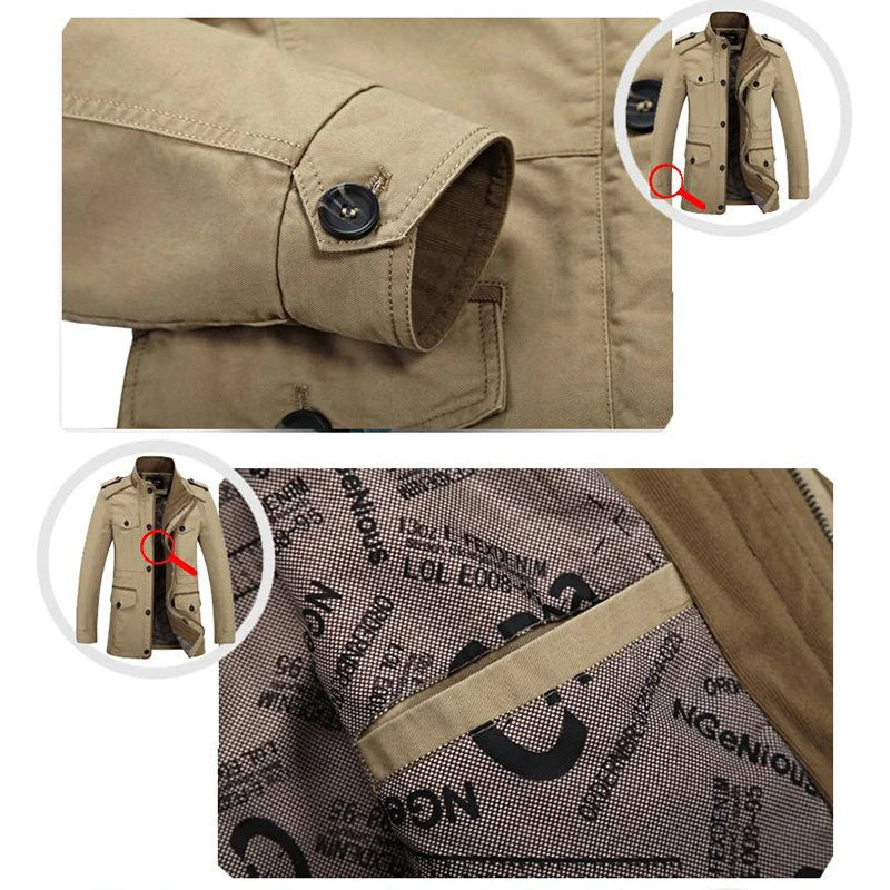 Men's Military Style Casual Jacket – Outdoor Transitional Jacket with Many Pockets