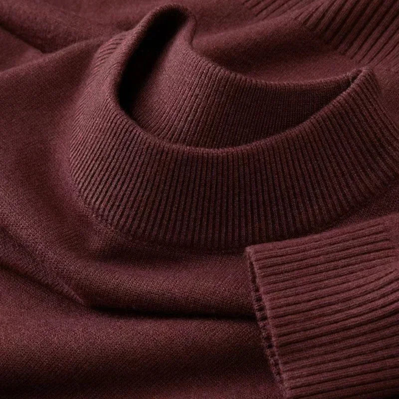 Strickpullover Rundhals Rippbündchen Uni Farbe – Weich & Bequem