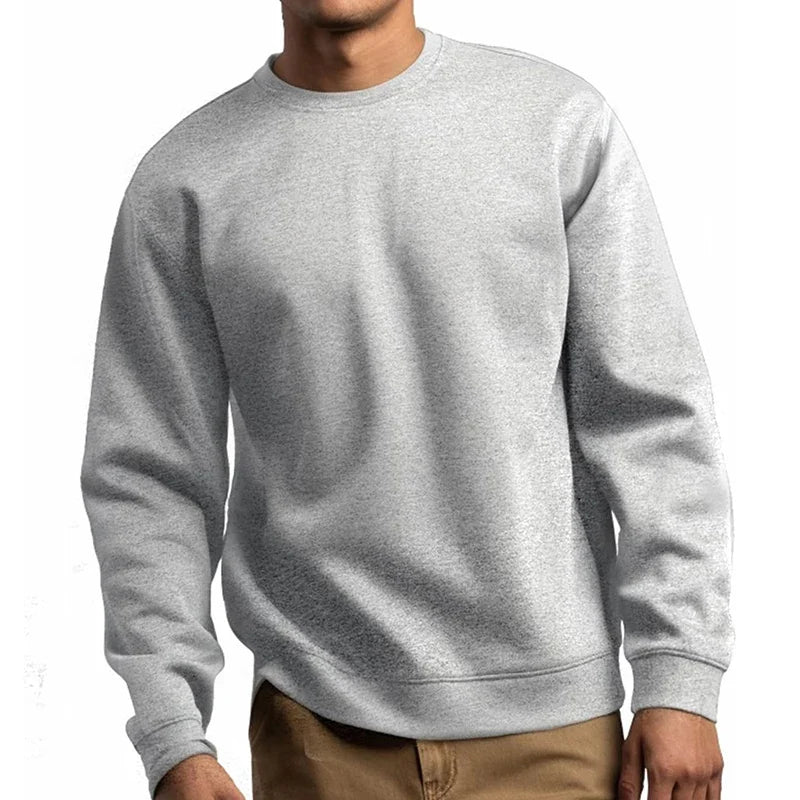 Unisex cotton-blend crew-neck sweatshirt, long sleeves, casual sweater