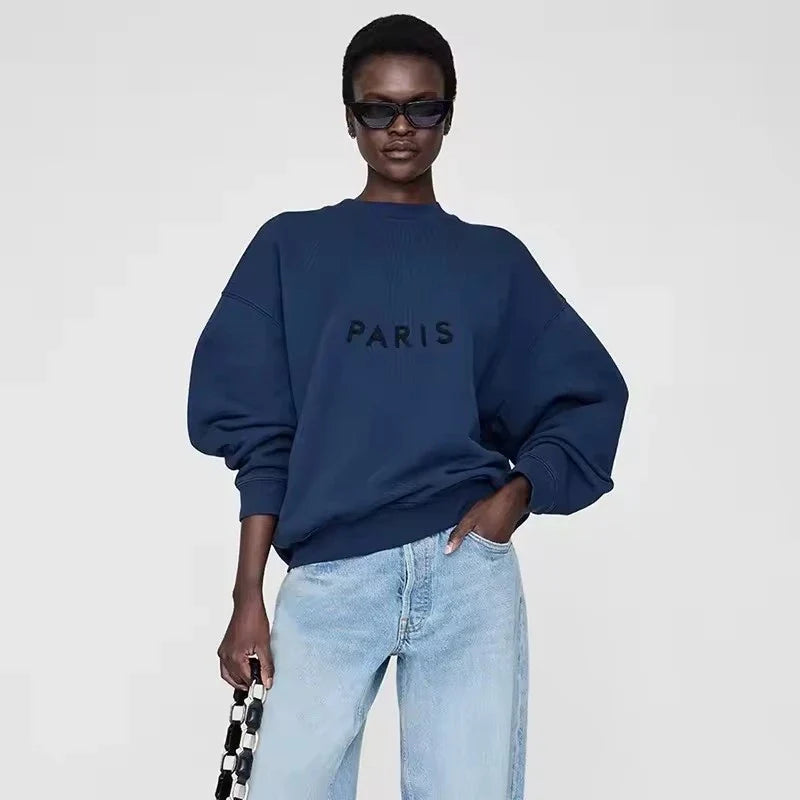 Women's Oversized Printed Sweatshirt Light Gray