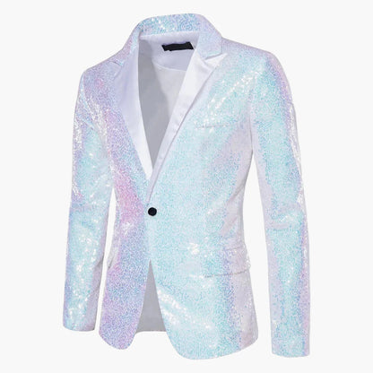 Men's Glitter Party Blazer – Eye-catching Sequin Blazer for Festive Occasions, Stage & Events