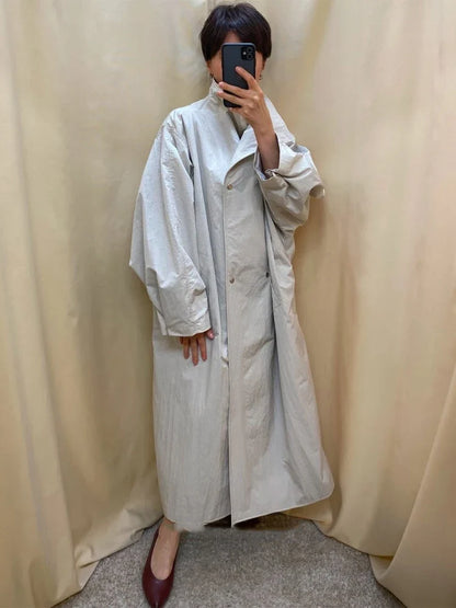Oversized Damen Trenchcoat mit Gürtel und Stehkragen – Langer lockerer Übergangsmantel