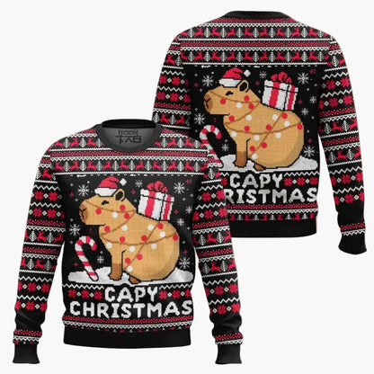Men's Christmas Sweatshirt with Capybara Motif – Funny Winter Sweater for Festive Occasions