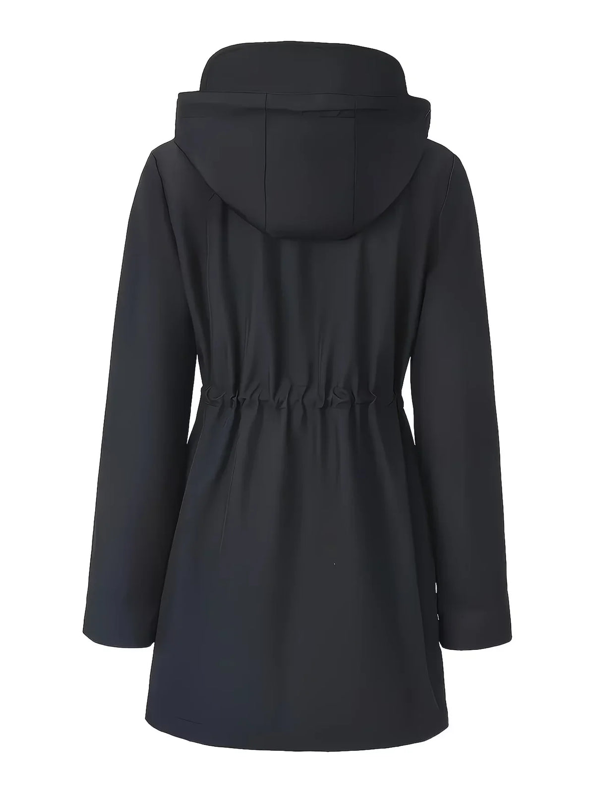 Black women's rain jacket with checked pattern, lined, windproof, breathable