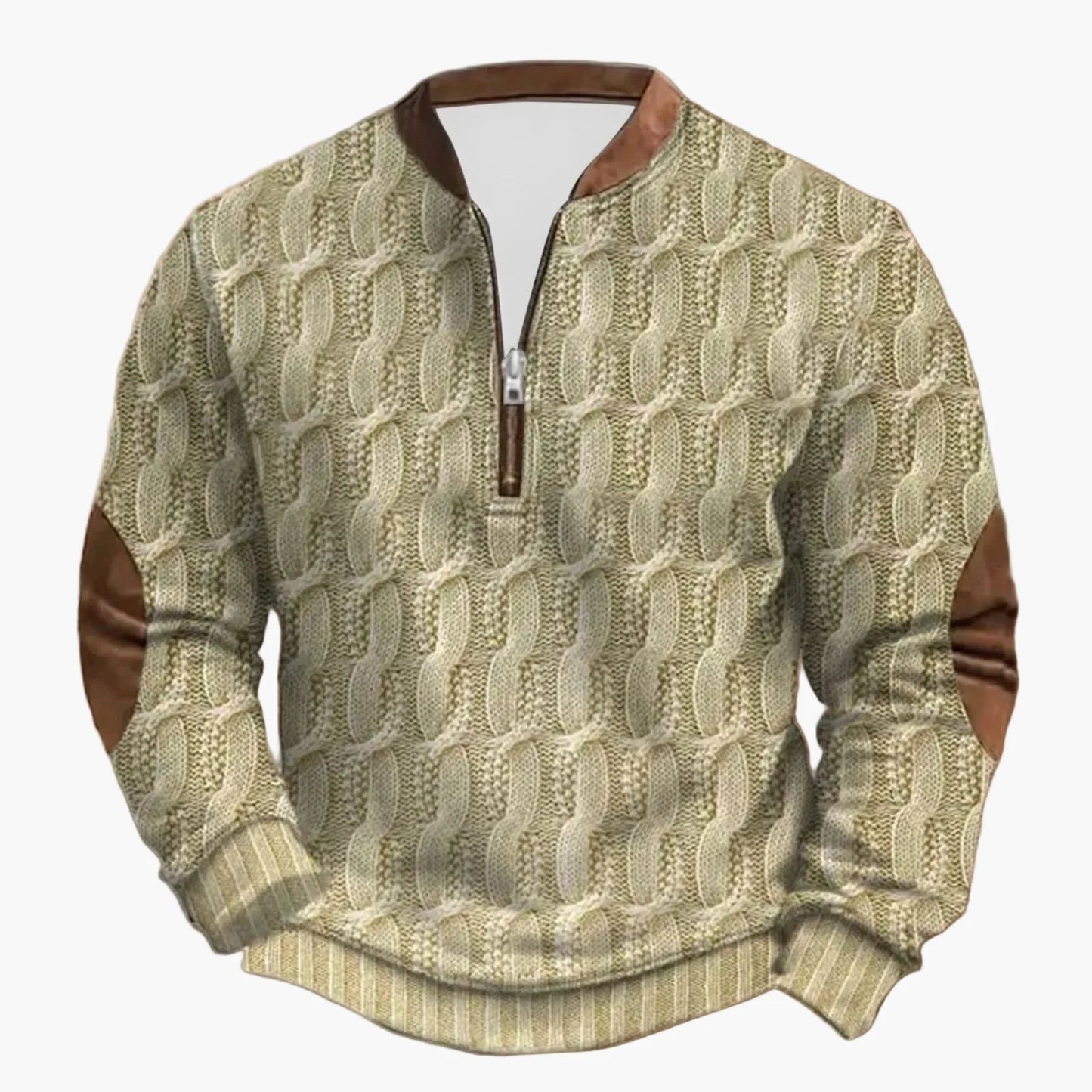 Herren Outdoor Freizeitpullover mit Stehkragen und Reißverschluss – Moderner Strick-Look