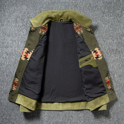 Herren Jacke mit Ethno-Muster, Hellbraun