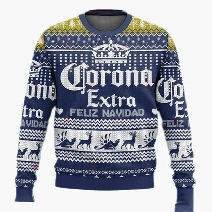 Herren Ugly Christmas Sweater Corona Extra – Lustiger Party-Pullover für Weihnachten