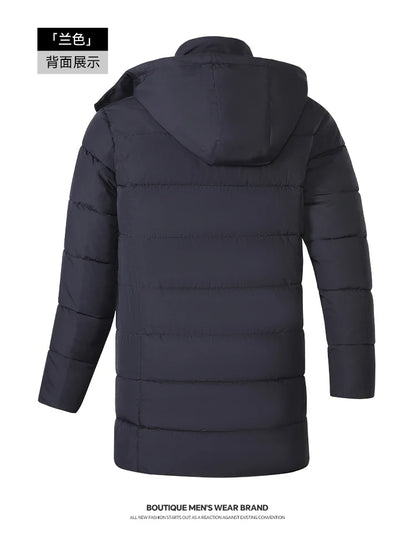 Men's winter parka with hood, long padded coat