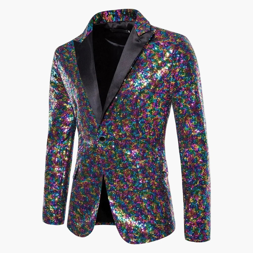 Men's Glitter Party Blazer – Eye-catching Sequin Blazer for Festive Occasions, Stage & Events