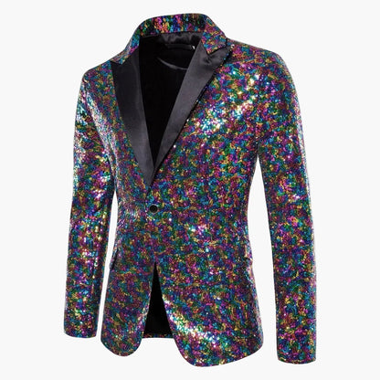 Men's Glitter Party Blazer – Eye-catching Sequin Blazer for Festive Occasions, Stage & Events