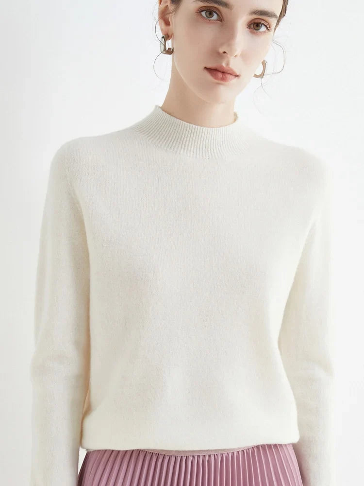 Women's fine-knit turtleneck sweater, long sleeve, basic
