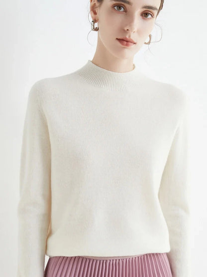 Women's fine-knit turtleneck sweater, long sleeve, basic