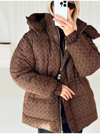 Damen Steppjacke mit Kapuze und Kordelzug, kurzer Schnitt, warmes Material