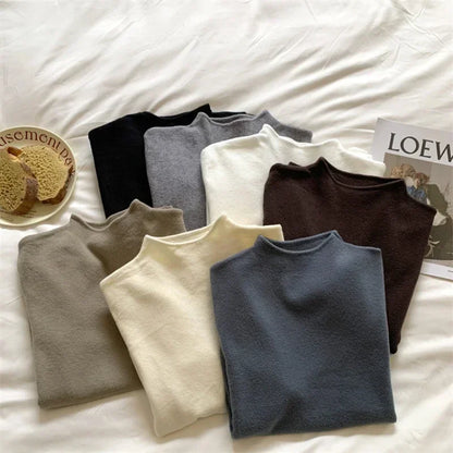 Damen Rollkragenpullover Langarm Feinstrick Weiß