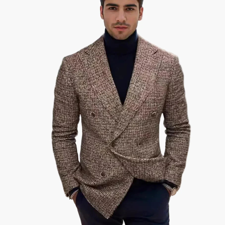 Men's double-breasted blazer jacket in modern business and casual style