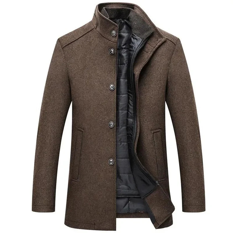 Men's Classic Winter Coat with Stand-up Collar – Elegant Business and Casual Style