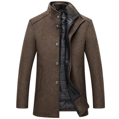 Men's Classic Winter Coat with Stand-up Collar – Elegant Business and Casual Style