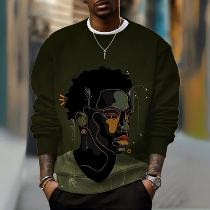 Men's crew-neck sweatshirt with graphic print, long-sleeved