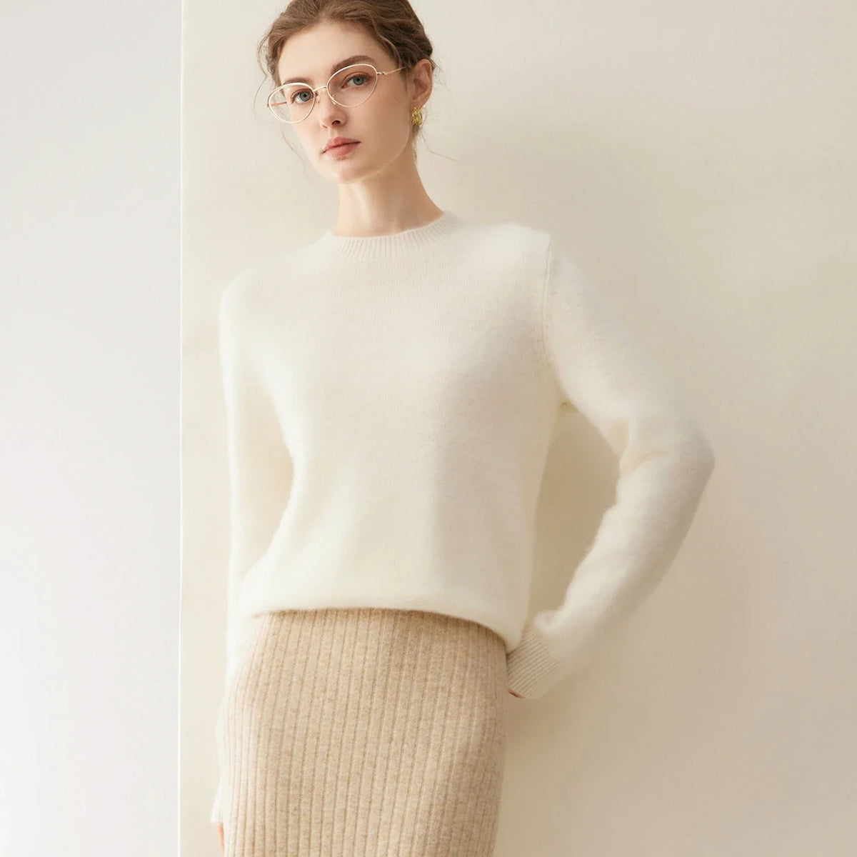Damen Pullover Rundhalsausschnitt Langarm Weiches Material