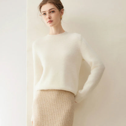 Damen Pullover Rundhalsausschnitt Langarm Weiches Material