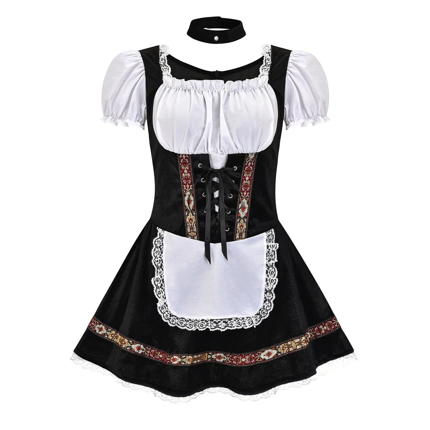 Damen Dirndl-Kostüm mit Schürze und Puffärmeln – Oktoberfest Verkleidung