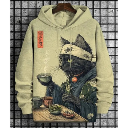 Hoodie with cat print and kangaroo pocket – Various designs
