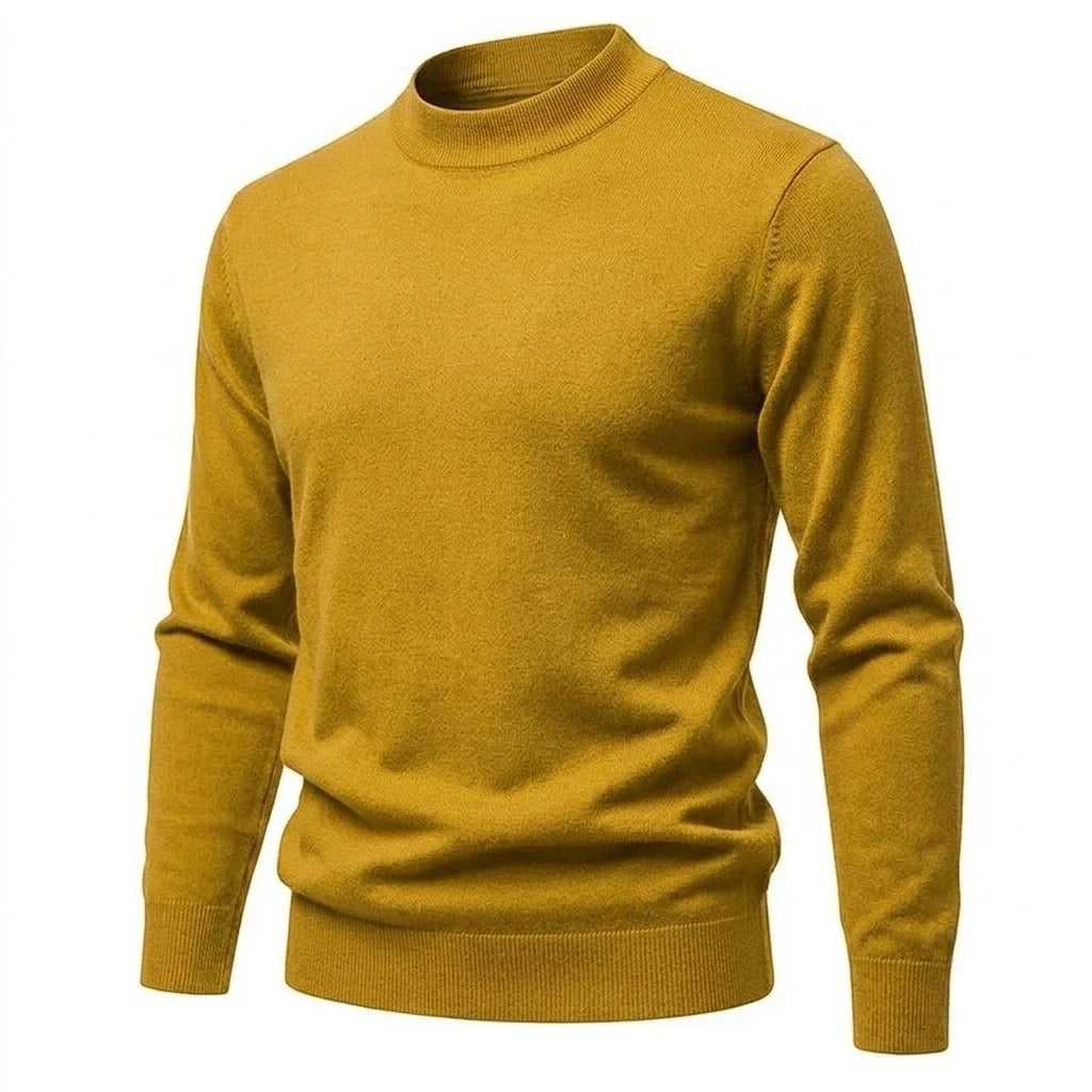 Men's long-sleeve mock-neck basic knit sweater