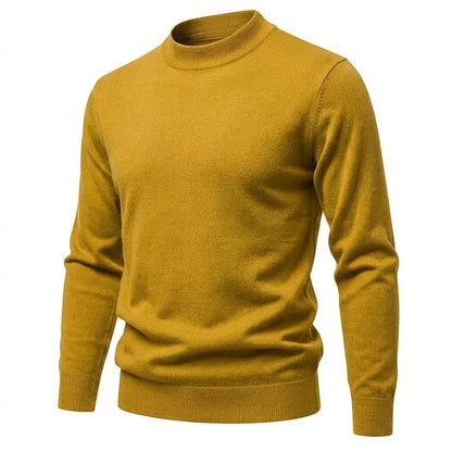 Men's long-sleeve mock-neck basic knit sweater