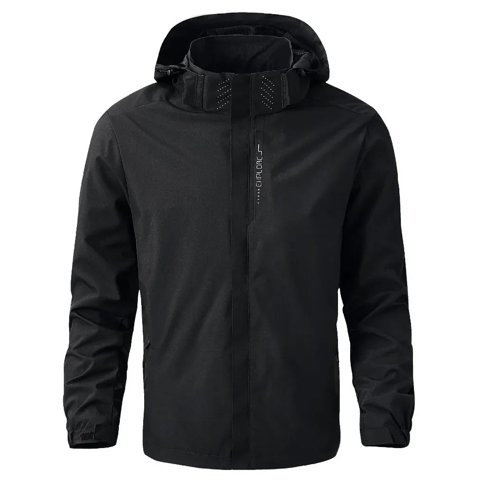 Unisex outdoor jacket with hood, zipper & adjustable cuffs