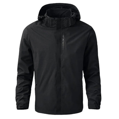 Unisex outdoor jacket with hood, zipper & adjustable cuffs