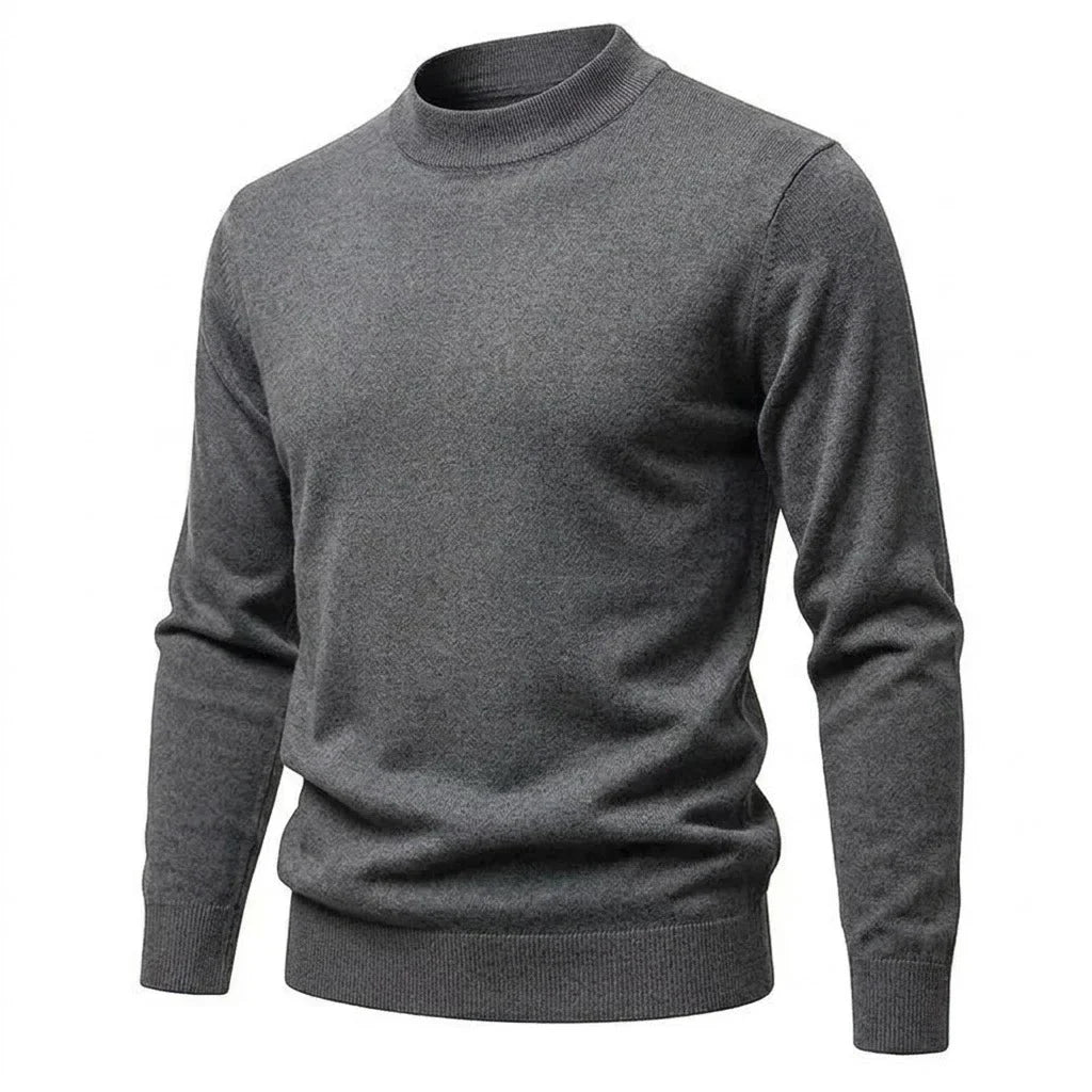 Men's long-sleeve mock-neck basic knit sweater