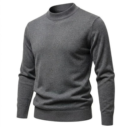 Men's long-sleeve mock-neck basic knit sweater