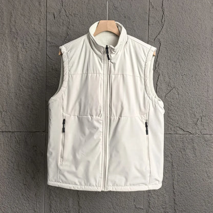 Men's winter vest, stand-up collar, quilted, zip-up, sleeveless
