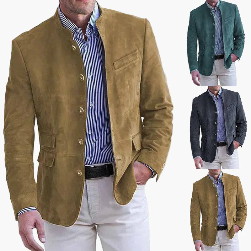 Men's Stand-up Collar Blazer – Modern Blazer for Business & Leisure