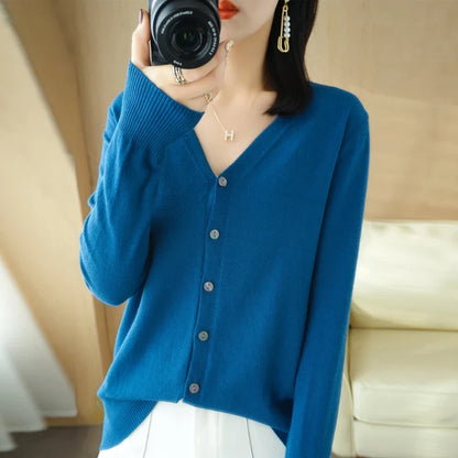 Damen Strick-Cardigan mit V-Ausschnitt und Knopfleiste