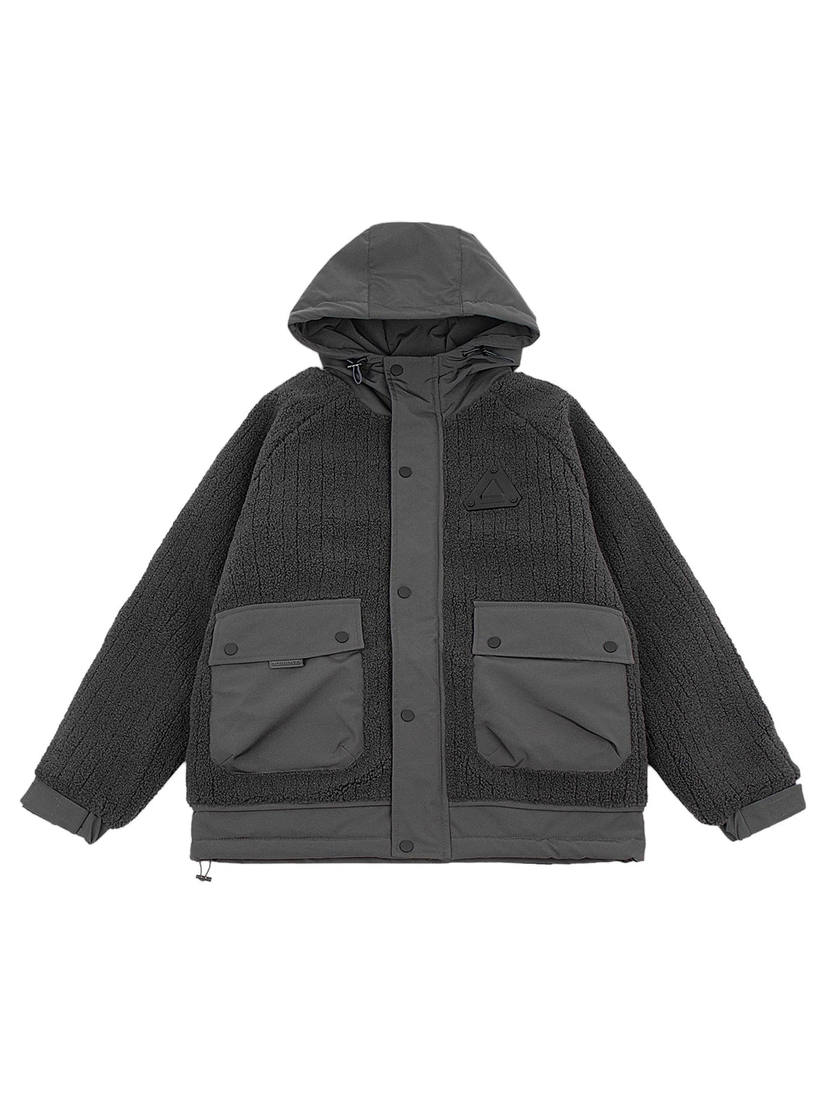 Unisex Winterjacke mit Kapuze Teddy-Fleece und aufgesetzten Taschen
